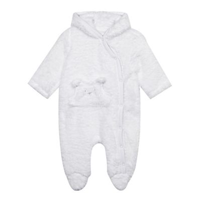 bluezoo Babies cream fleece all-in-one suit